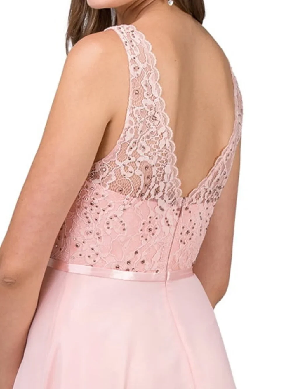 New Navy Sleeveless Elegant A-Line Long Formal Dress w/ Floral Lace DQ 2267